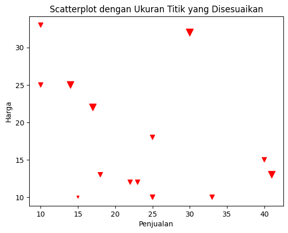 Matplotlib - Mengubah Ukuran Marker pad Scatter Plot